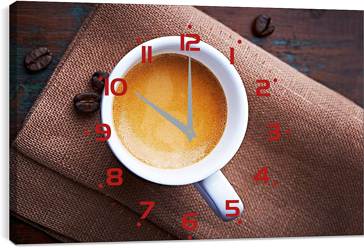 Часы картина - Кофе вид сверху