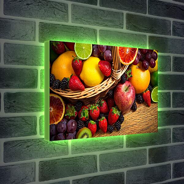 Лайтбокс световая панель - Клубника, яблоко, лимон, лайм...