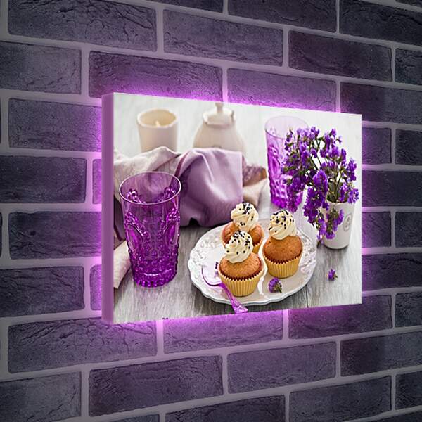 Лайтбокс световая панель - Пирожные и цветы