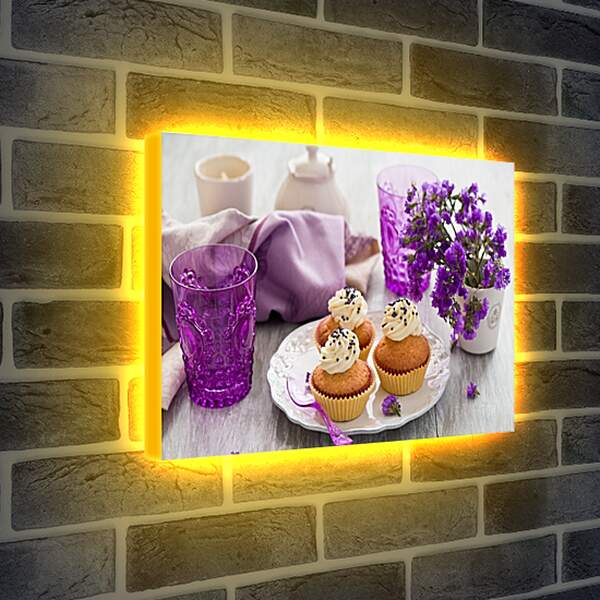 Лайтбокс световая панель - Пирожные и цветы