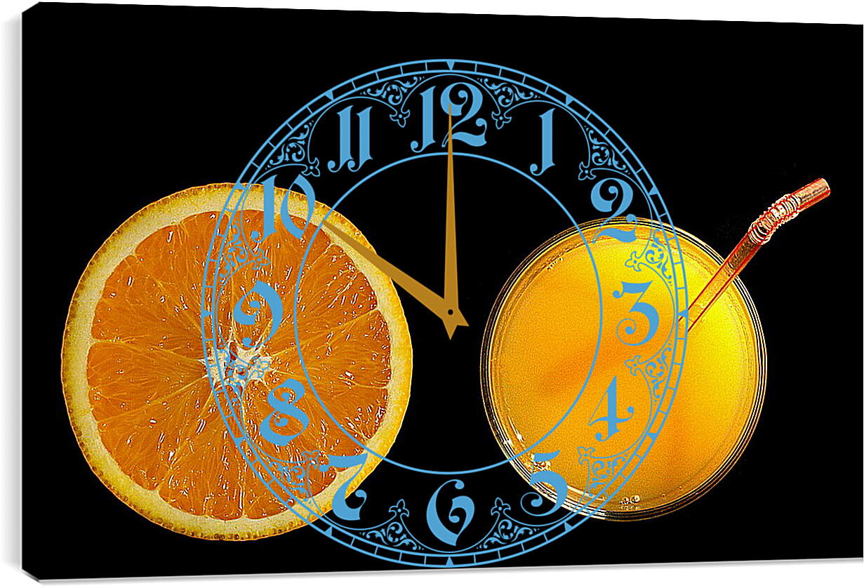 Часы картина - Апельсин, апельсиновый сок