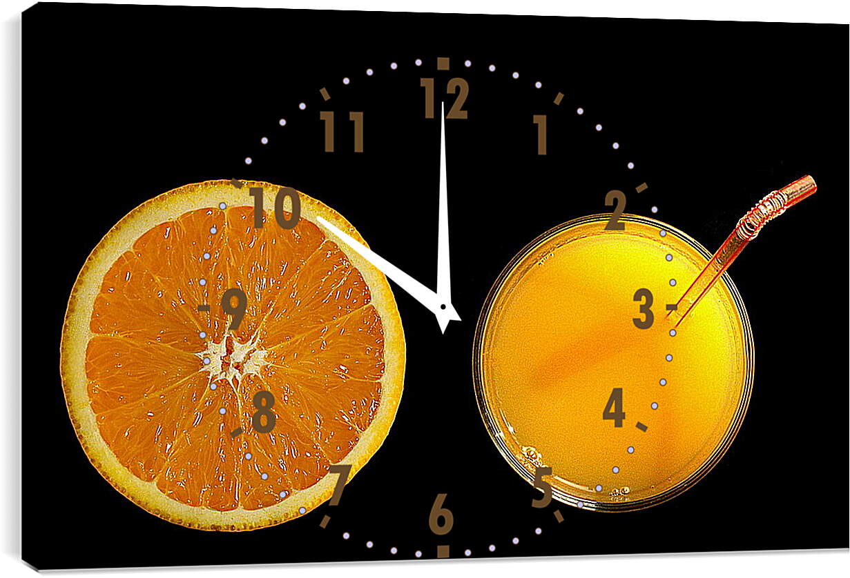 Часы картина - Апельсин, апельсиновый сок