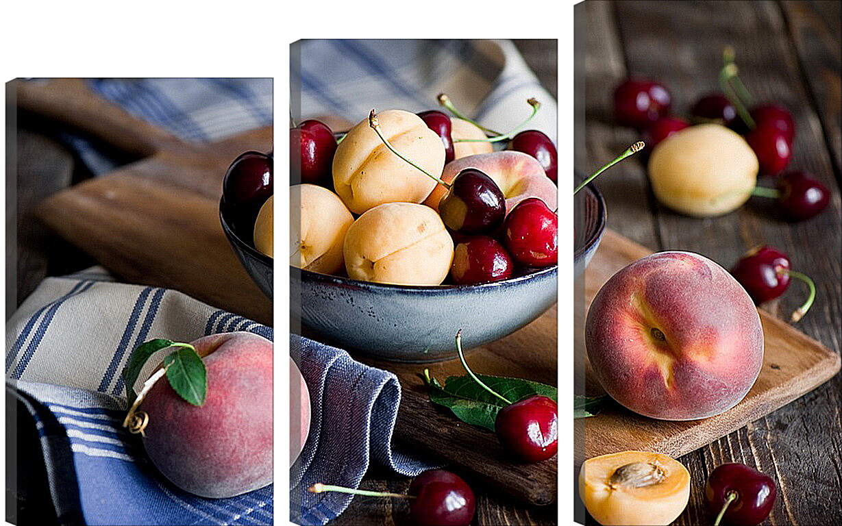 Модульная картина - Абрикос, персик, вишня