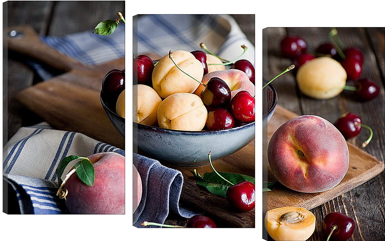 Модульная картина - Абрикос, персик, вишня
