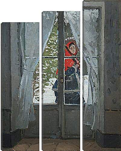Модульная картина - женщина в красном платке. Клод Моне
