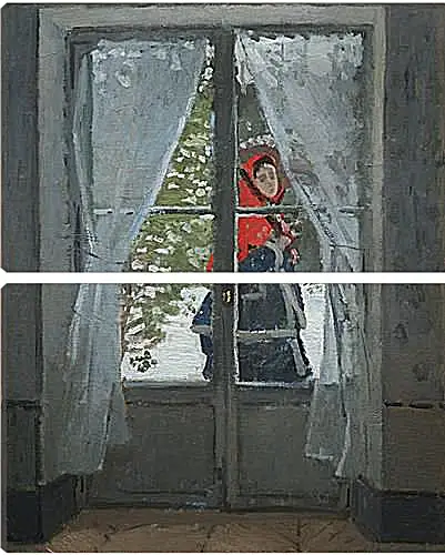 Модульная картина - Красный платок. Портрет госпожи Моне. Клод Моне