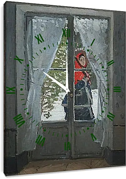 Часы картина - Красный платок. Портрет госпожи Моне. Клод Моне