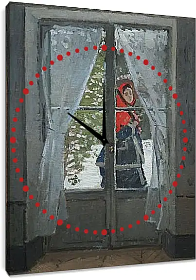 Часы картина - Красный платок. Портрет госпожи Моне. Клод Моне