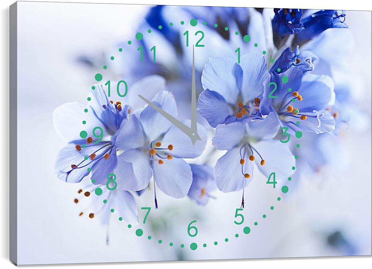 Часы картина - Голубые цветы