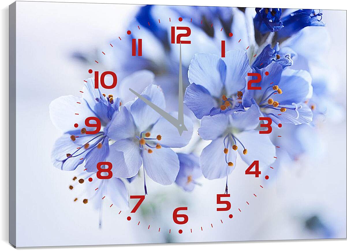 Часы картина - Голубые цветы