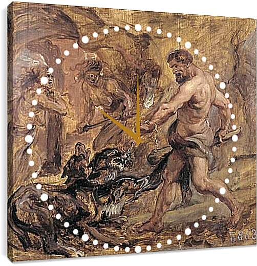Часы картина - Геракл и Цербер. Питер Пауль Рубенс