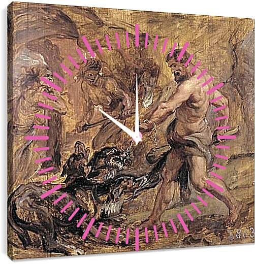 Часы картина - Геракл и Цербер. Питер Пауль Рубенс