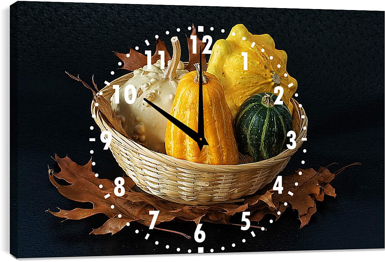Часы картина - Овощи в плетёные корзинки
