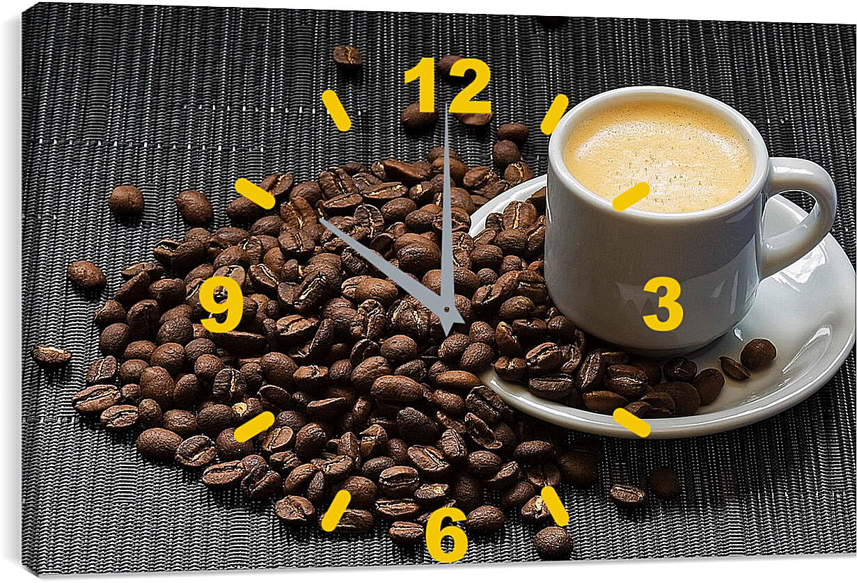 Часы картина - Кофе, кофейные зёрна