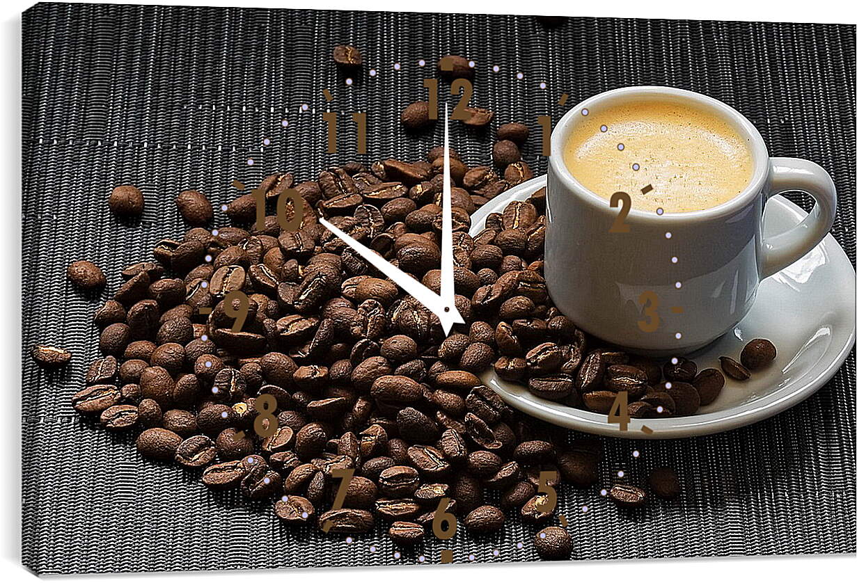 Часы картина - Кофе, кофейные зёрна