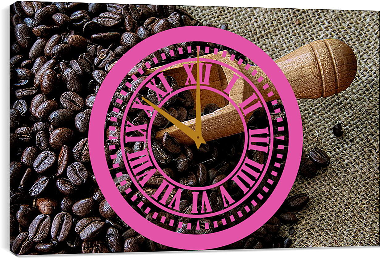 Часы картина - Кофейные зёрна рассыпанные