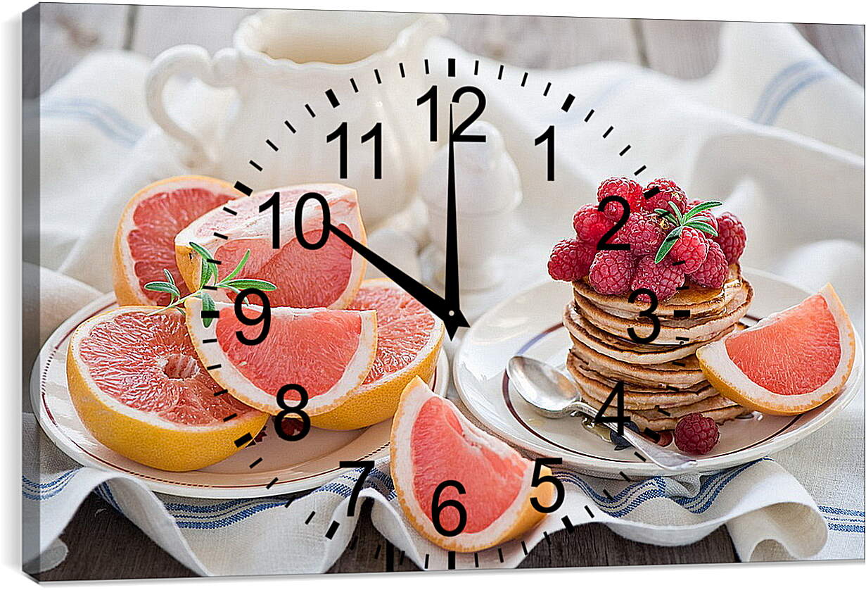 Часы картина - Грейпфрут, малина