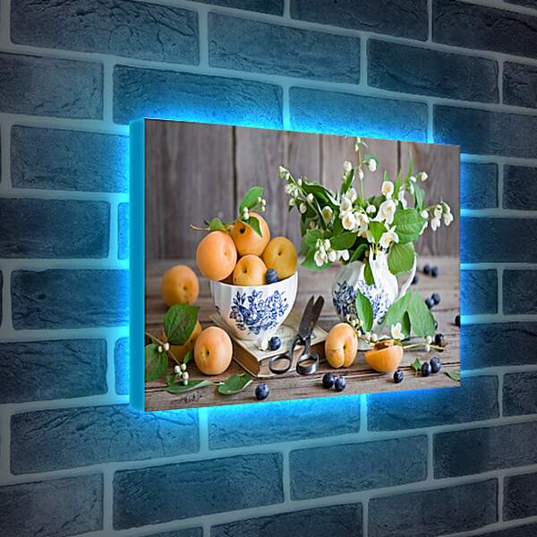 Лайтбокс световая панель - Абрикосы, голубика и цветы