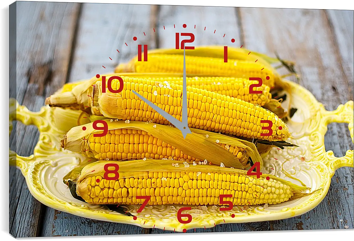 Часы картина - Кукуруза на подносе