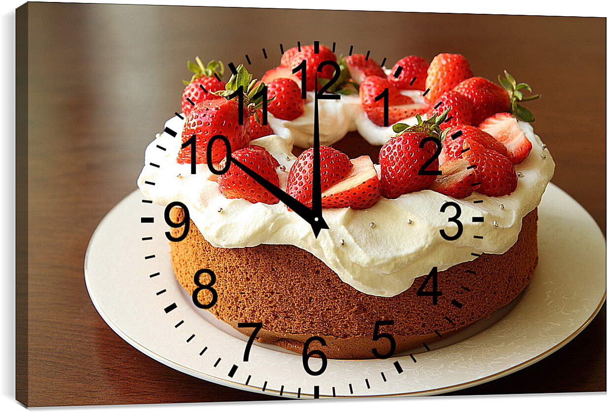 Часы картина - Тарелка с клубничным десертом