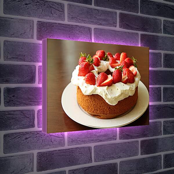 Лайтбокс световая панель - Тарелка с клубничным десертом