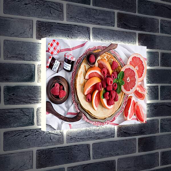 Лайтбокс световая панель - Блины, грейпфрут и малина
