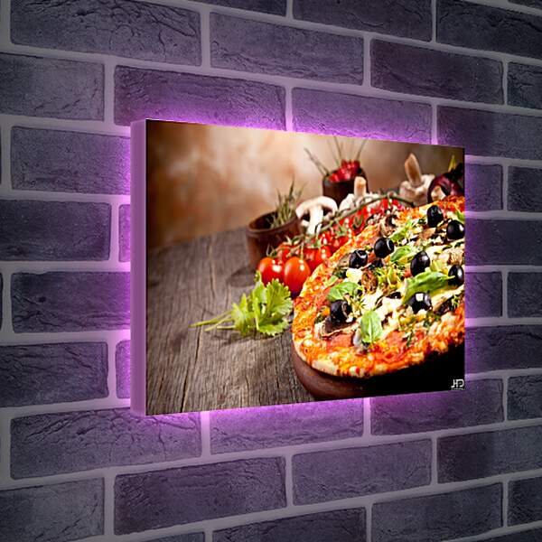 Лайтбокс световая панель - Пицца, помидоры и грибы