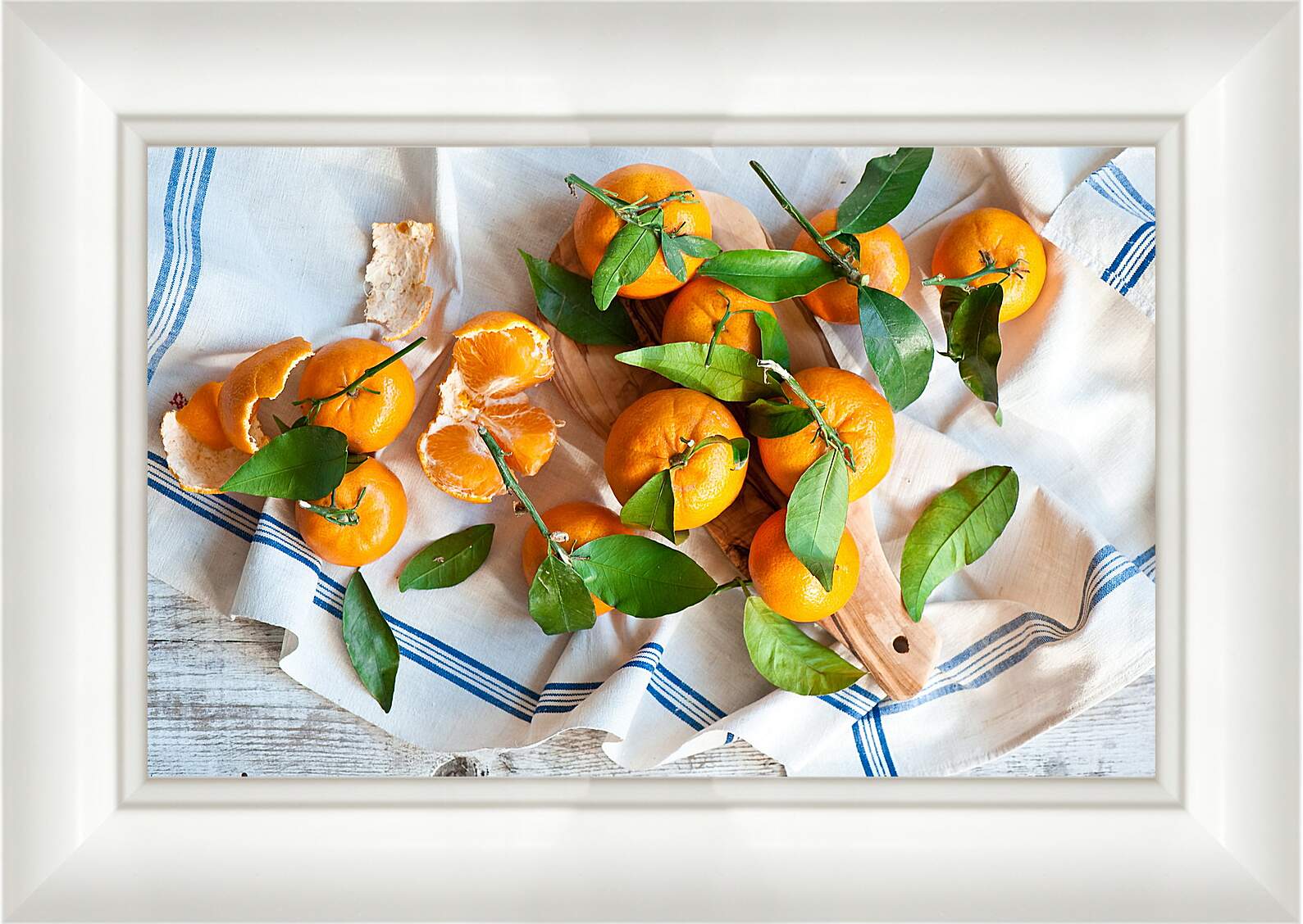 Картина в раме - Апельсины с листочками