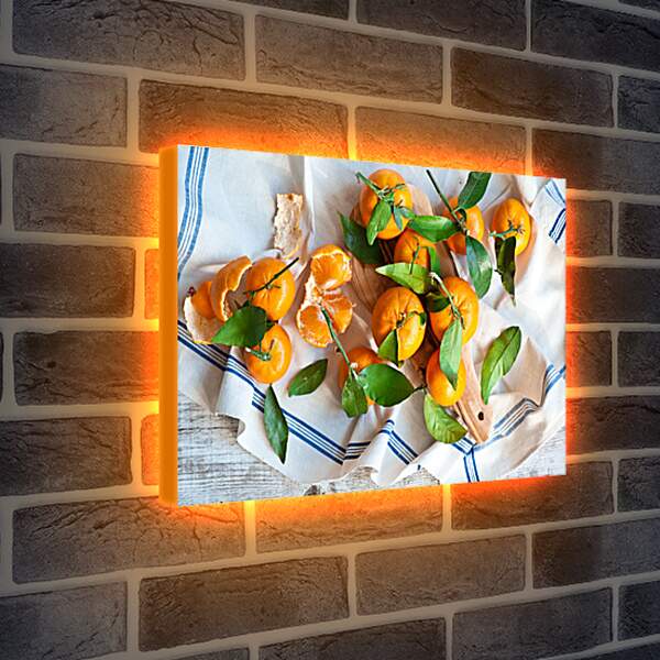 Лайтбокс световая панель - Апельсины с листочками