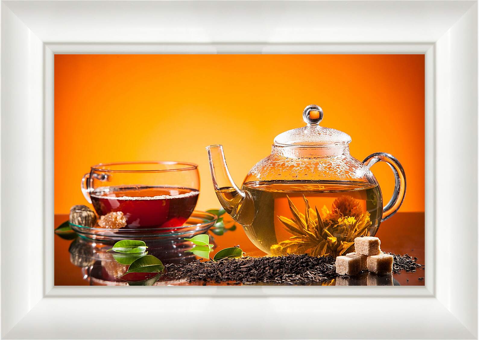 Картина в раме - Чай, чайник, сахар