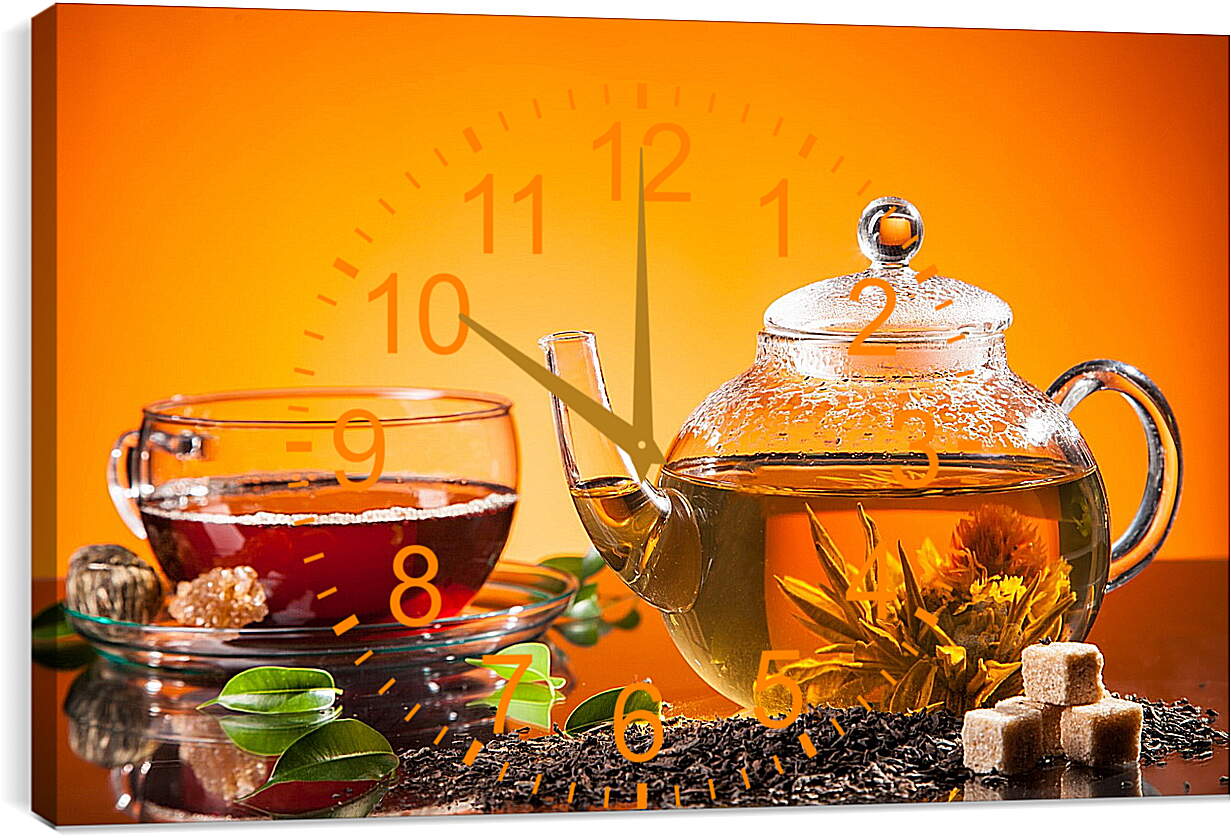 Часы картина - Чай, чайник, сахар