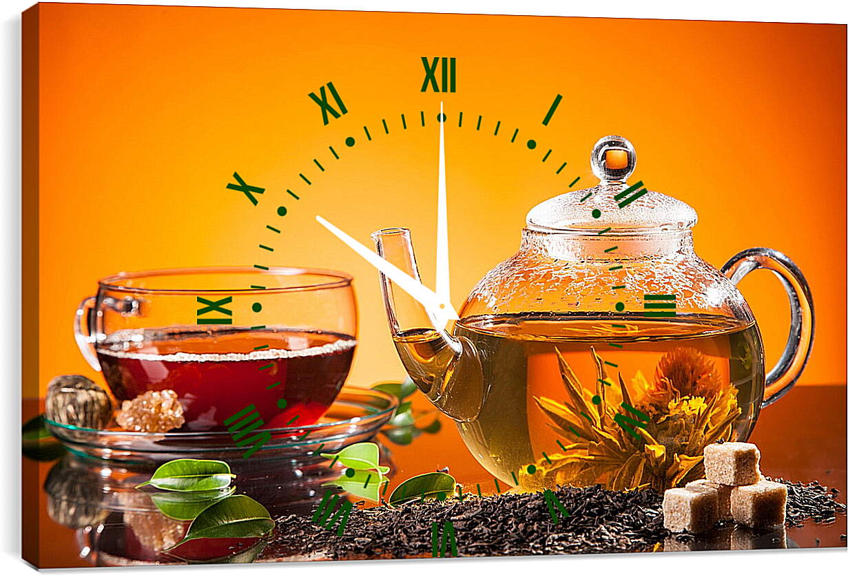 Часы картина - Чай, чайник, сахар