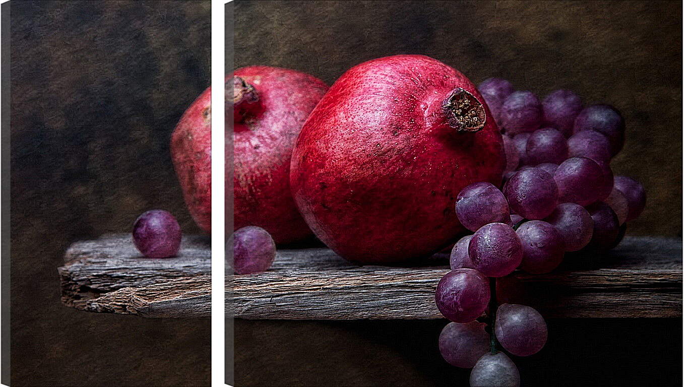 Модульная картина - Гранат и гроздь винограда