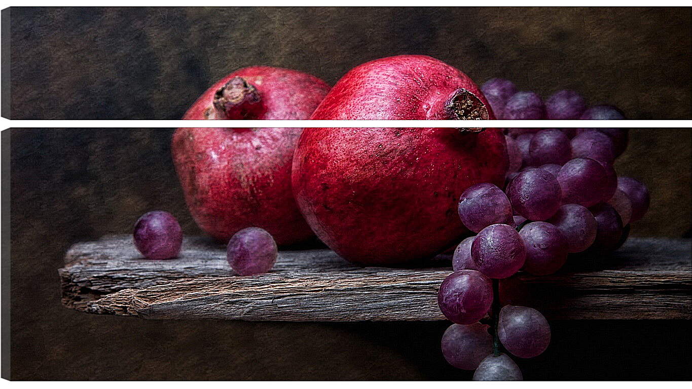 Модульная картина - Гранат и гроздь винограда