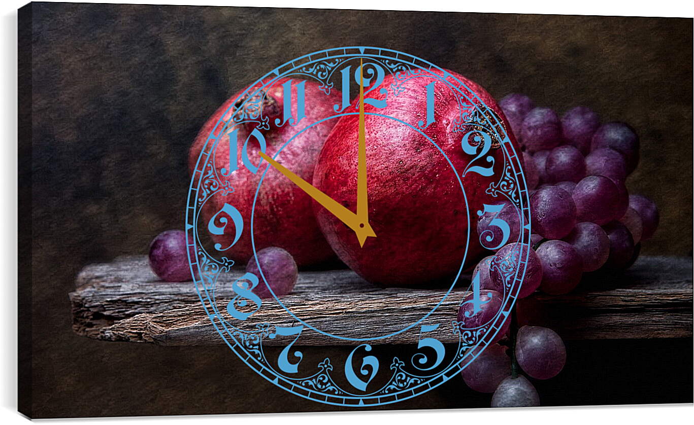 Часы картина - Гранат и гроздь винограда
