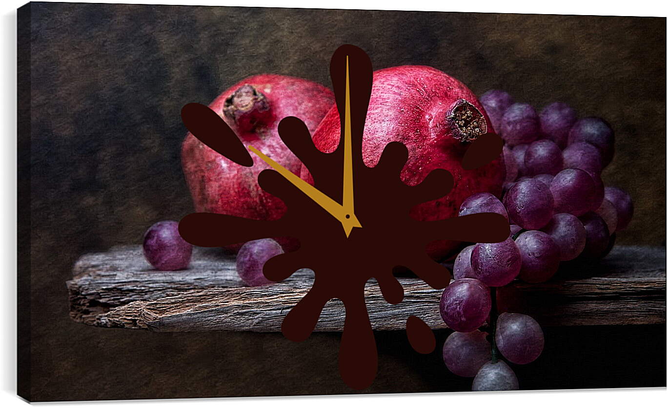 Часы картина - Гранат и гроздь винограда