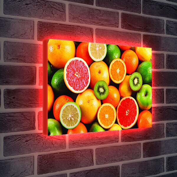 Лайтбокс световая панель - Грейпфрут, яблоко, апельсин, лайм, киви