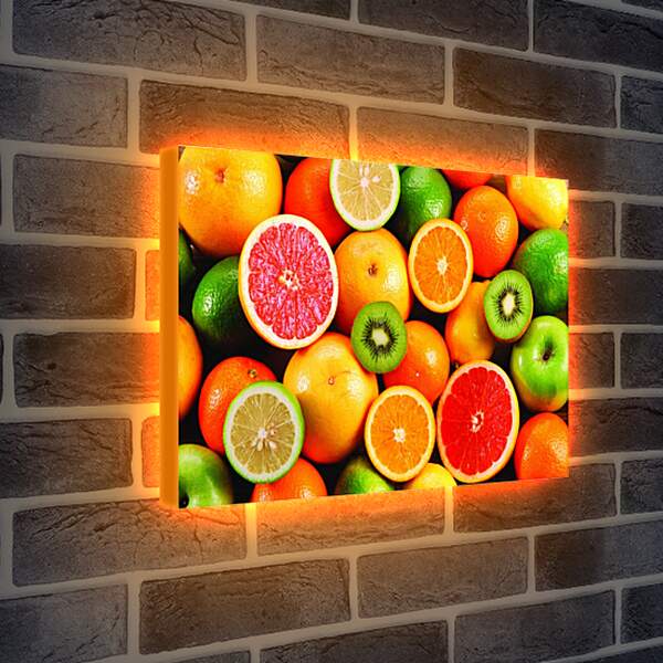 Лайтбокс световая панель - Грейпфрут, яблоко, апельсин, лайм, киви