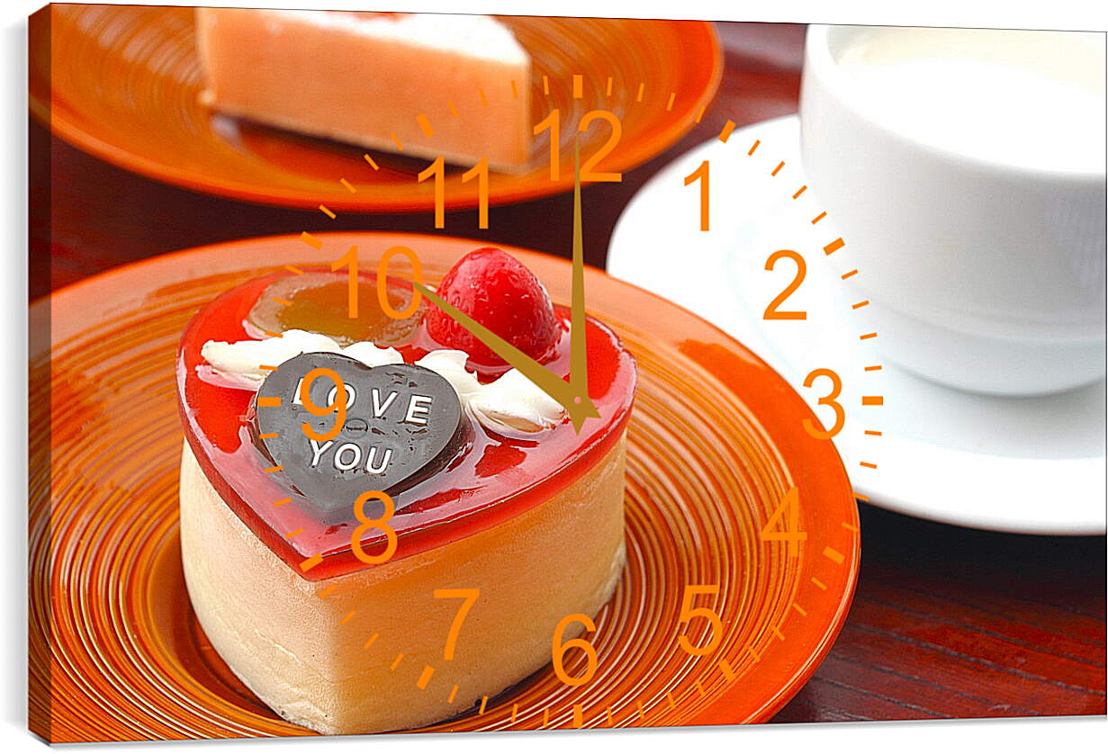 Часы картина - Десерт с надписью I love you