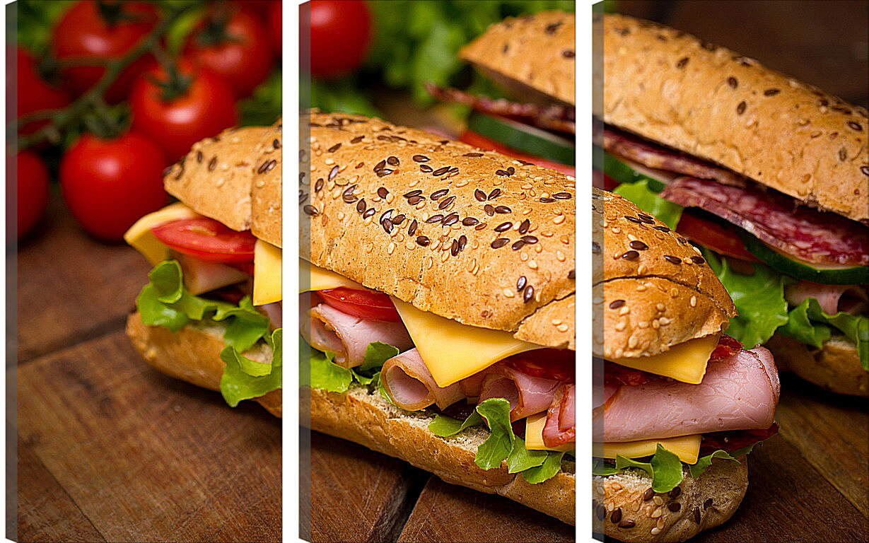 Модульная картина - Сэндвичи с ветчиной