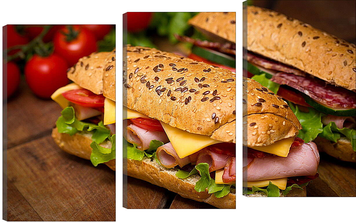 Модульная картина - Сэндвичи с ветчиной