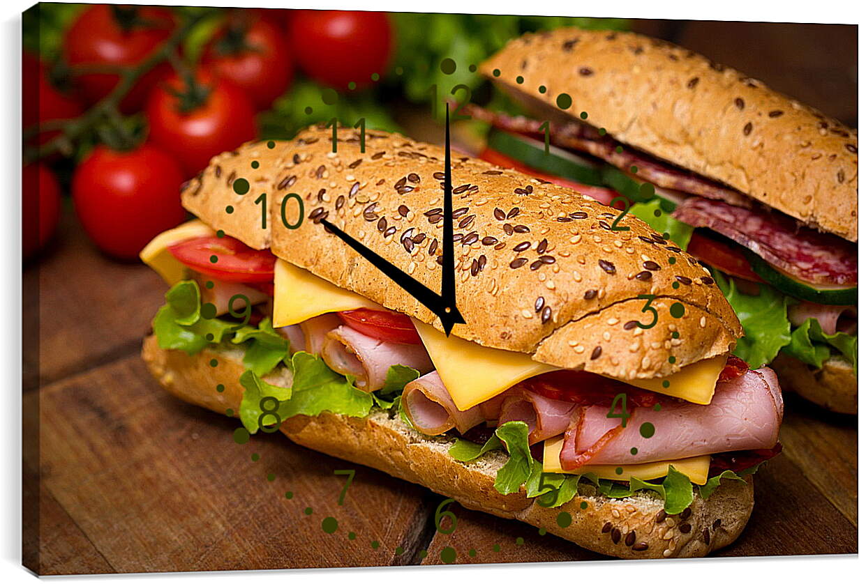 Часы картина - Сэндвичи с ветчиной