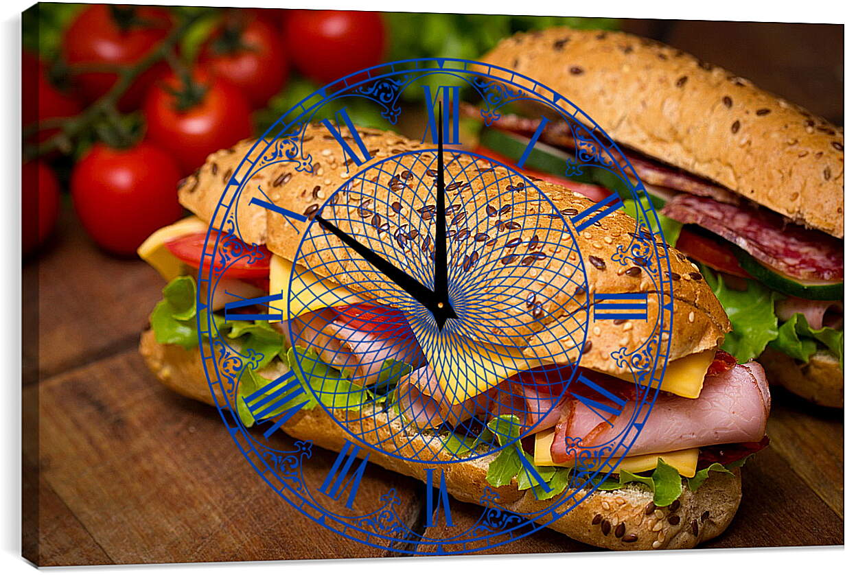 Часы картина - Сэндвичи с ветчиной