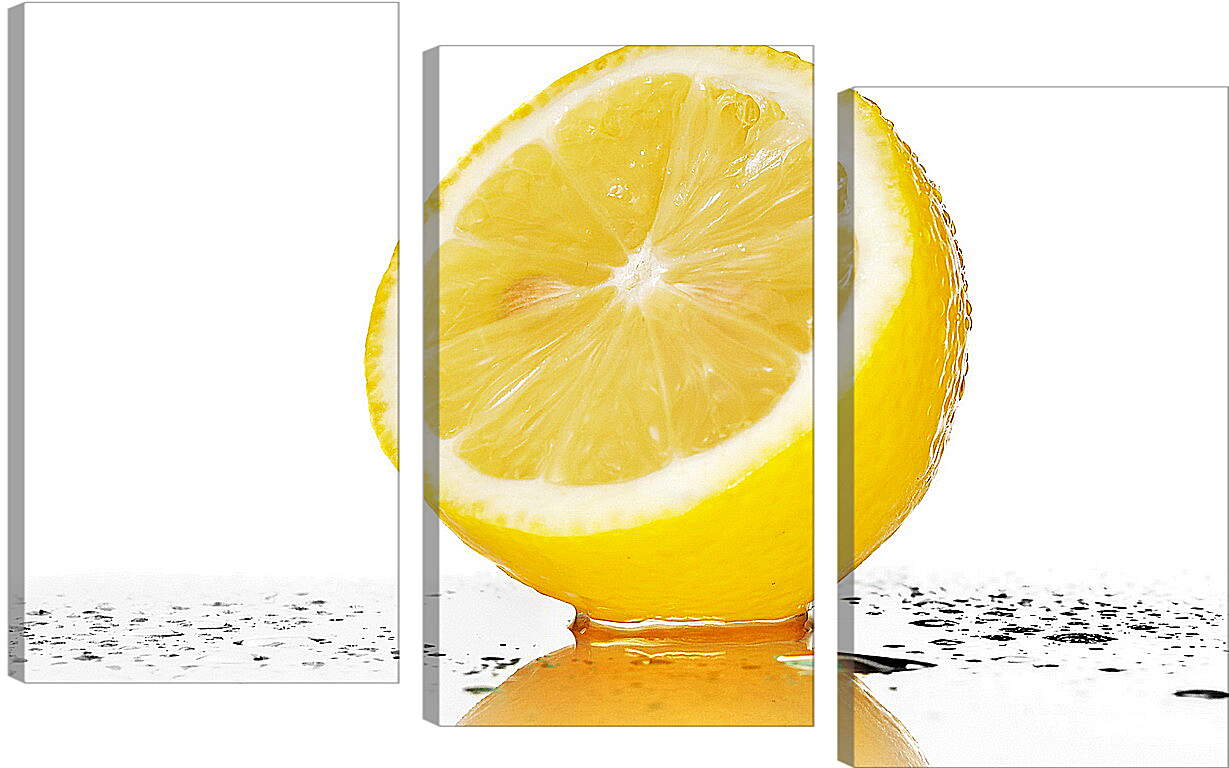 Модульная картина - Половина лимона на зеркальном столе