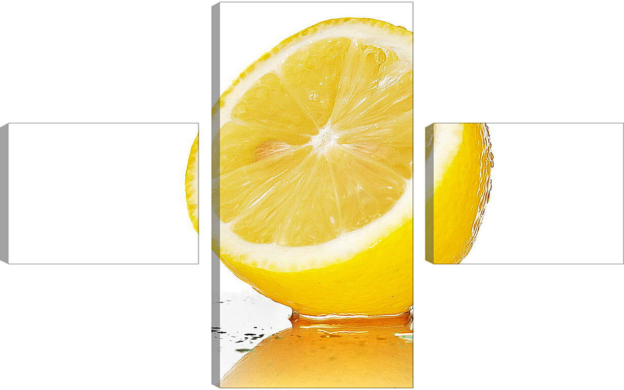 Модульная картина - Половина лимона на зеркальном столе