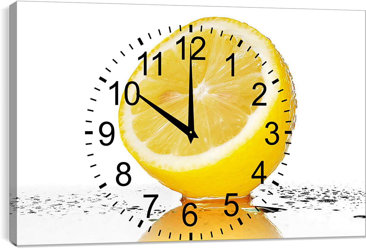 Часы картина - Половина лимона на зеркальном столе