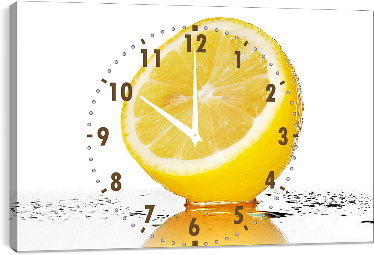 Часы картина - Половина лимона на зеркальном столе