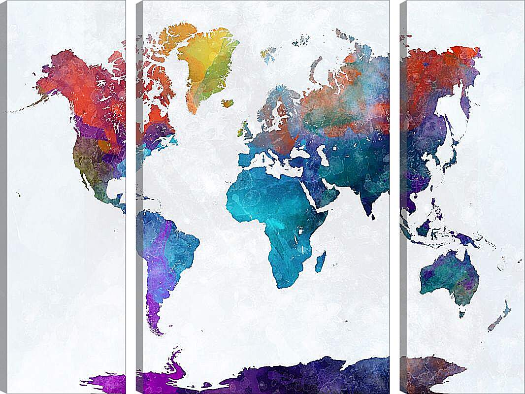 Модульная картина - Карта мира, чернильная