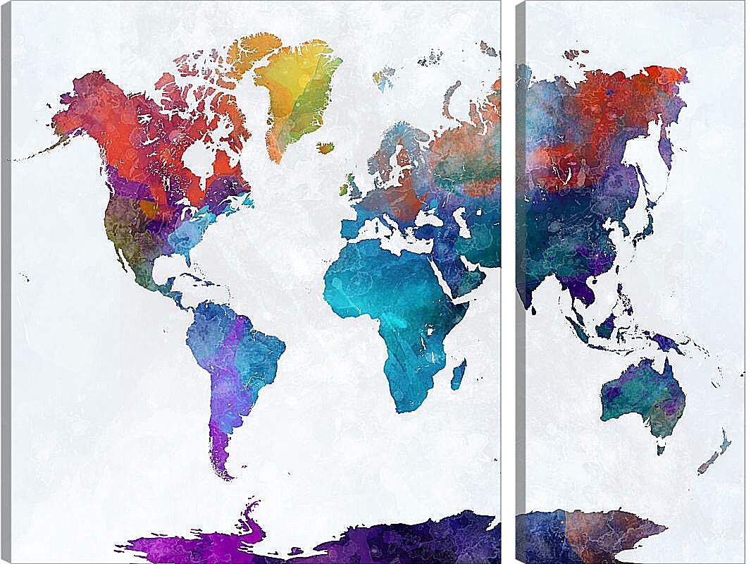 Модульная картина - Карта мира, чернильная