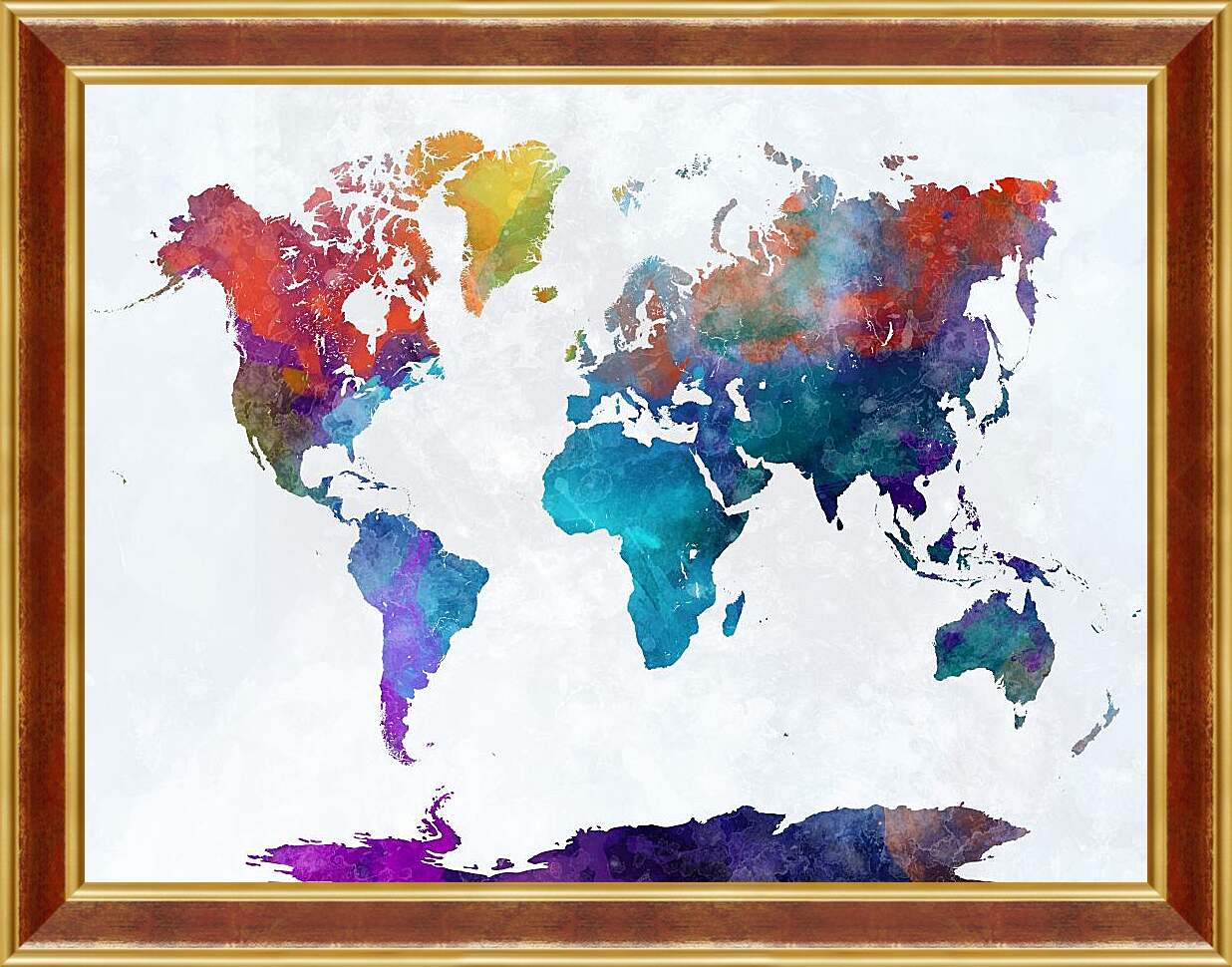Картина в раме - Карта мира, чернильная